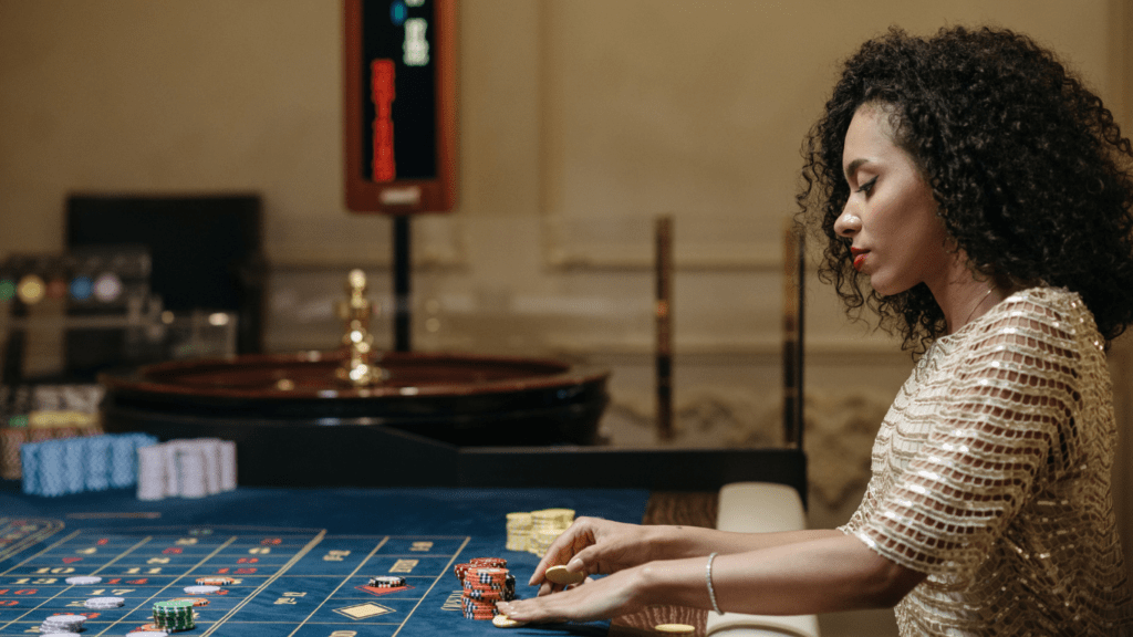 a woman playing casino game