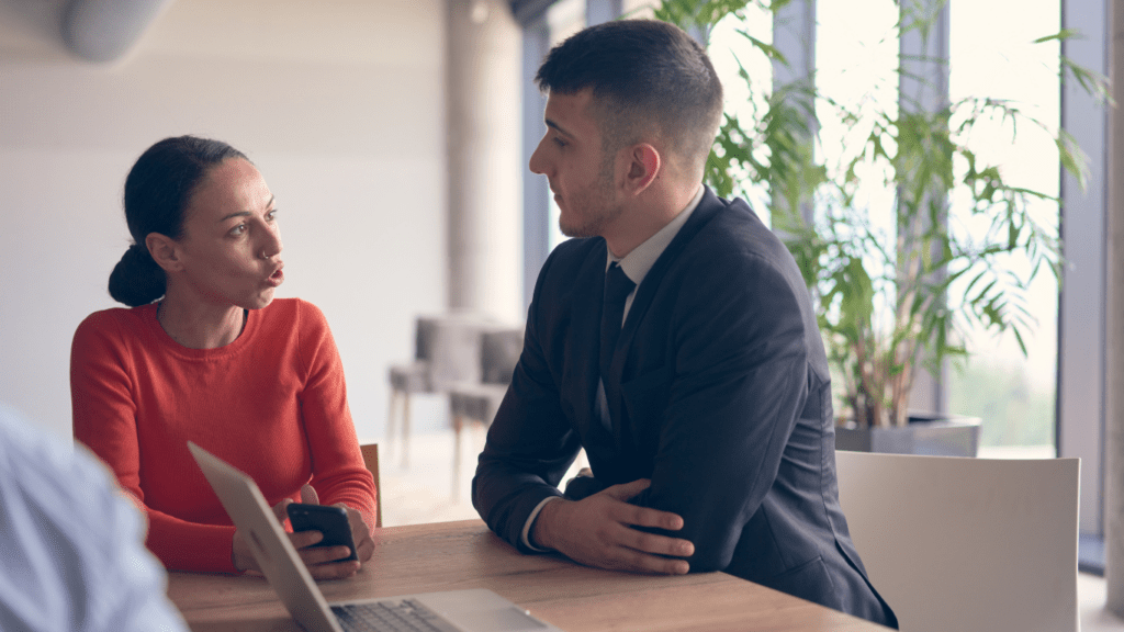 two people sharing insights to each other