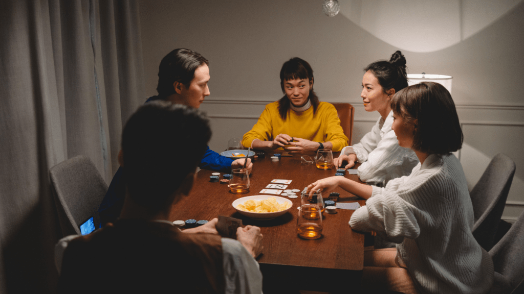 group of people having gamble game