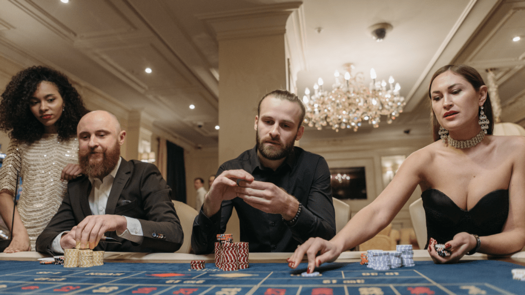 group of people gambling at a casino