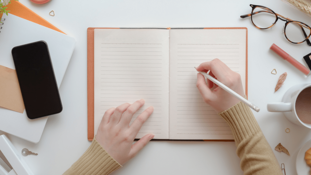 woman writing her notes